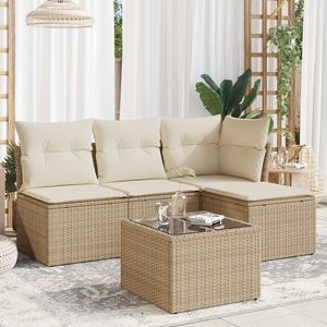 Ensemble de canapés de jardin en rotin beige 4 places, mobilier d'extérieur résistant aux intempéries, design contemporain - Product Image 3