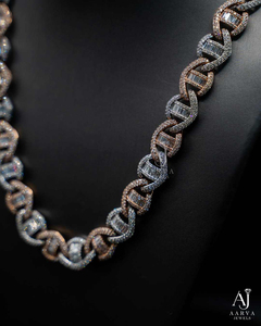 AARVA JEWELS Cadena de eslabones cubanos de plata de ley 925 con moissanita, corte brillante, chapada en oro, joyería hip hop, tercera parte - Product Image 2