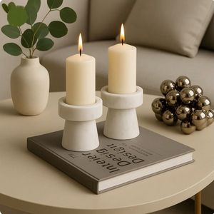 Luxury <b>Marble</b> Candle Holder with Gold Accent Modern Sculptural Votive Stand Minimalist Home Decor Elegant Table Piece - Product Image 5