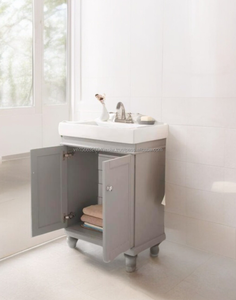 Meuble-lavabo de salle de bain en bois massif et contreplaqué, style ferme, à poser au sol, largeur 24 pouces, tiroirs à fermeture douce, durable - Product Image 3