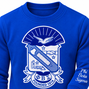 Sudadera de Cuello Redondo para Hombre, Color Azul Rey, con Escudo Bordado de Phi Beta Sigma 1914, Manga Larga, Forro Polar, Informal, para Invierno - Product Image 5