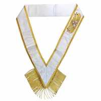 Collar Ceremonial Masónico Cuadrado de Cuero Personalizado con Bordado y Ribete Dorado para Uniforme de Oficial de Logia Masónica (Calidad Premium)