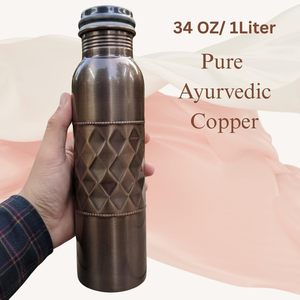 Copper Water Bottle Hexagon Pattern Reusable Travel <b>Mug</b> Single Wall Adults Minimalist Design - Product Image 4
