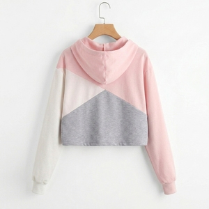 Nouveau style – Sweat-shirt court pour femme, décontracté, à manches longues, gris, rose, blanc, tricoté, pour l'automne - Product Image 2