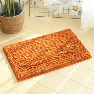 Minimalist Rectangle Chenille Bath Mat Solid Color With <b>Rubber</b> Backing Anti Slip For Bathroom <b>Floor</b> - Product Image 6