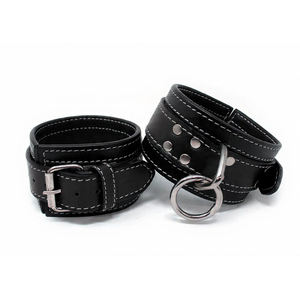 Sangle de cheville en cuir PU noir avec anneau en D et boucle à ardillon, pour le sport et le fitness, soutien de la jambe, douce, unisexe, compression, pour l'hiver - Product Image 1