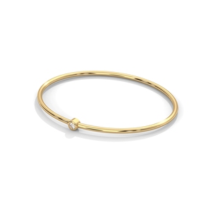14K <b>Gold</b> Plated Diamond <b>Bangle</b> Open Bracelet Round Brilliant Cut Bezel <b>Set</b> Slim Jewelry Gift - Product Image 2
