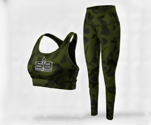 Women Yoga Set Best Quality Textured Solid Stitch Digital Print 2 Piece Breathable High Waist - Product Image 3