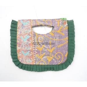 Indian 100% Cotton Bohemian Style Designer Women Suzani Clutch Messenger Shoulder <b>Bag</b> Handmade Ruffles Pattern <b>Foldable</b> Party - Product Image 1