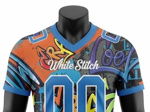 Camiseta de Fútbol Americano al por Mayor de Alta Calidad, 100% Poliéster, Talla Grande, Manga Corta, Personalizada con Malla y Transferencia Térmica Frontal - Product Image 3