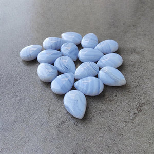 Agate bleue véritable, cabochon en forme de goutte d'eau, poli, pierre précieuse en vrac - Product Image 3