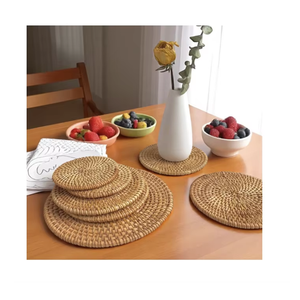 ชุดแผ่นรองหม้อหวายสานมือ ราคาประหยัด สำหรับตกแต่งบ้านสไตล์ฟาร์มเฮาส์ งานแต่งงาน หรือใช้ในบ้านทั่วไป - Product Image 2