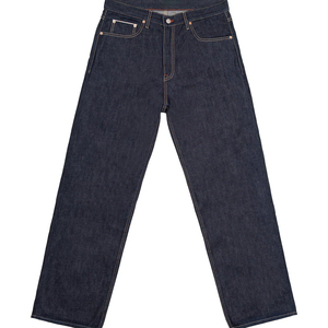 Jeans en denim brut streetwear pour hommes, coupe droite rétro, denim indigo bleu foncé, denim japonais selvedge, pantalon, fabricant OEM sur mesure - Product Image 1