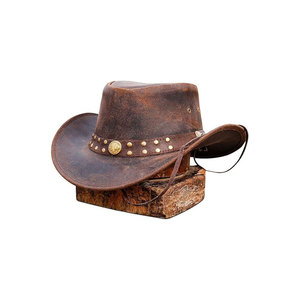 Leather Cowboy <b>Hat</b> with Horn Accents Wide Brim Western Style <b>Hat</b> for Men and Women - Product Image 5