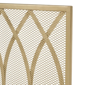 Protector de Chimenea Ovalado de Metal Estilo Art Deco con Malla Resistente y Protector de Chispas, Protector de Hogar Independiente con Acabado Dorado - Product Image 5