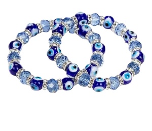 Yumfeel — BRACELET bleu en perles de verre pour femme, bijou élastique fait à la main, accessoires de mode, style indien - Product Image 2