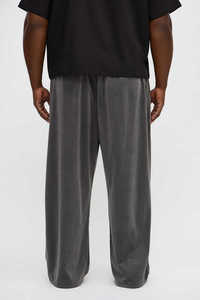 Men's Gray Wide Leg Pants Elastic Waist Casual Summer Polyester <b>Trousers</b> <b>With</b> Side <b>Pockets</b> - Product Image 5