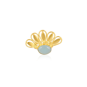 Bague tendance en laiton plaqué or avec calcédoine aqua pour femme, bijou de mode pour mariage et fiançailles - Product Image 1