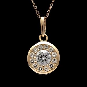 Round Cut Moissanite Pendant Minimalist Jewelry 925 <b>Silver</b> Gold Plated Pendant Dainty Pendant Diamond Halo Pendant For Women's - Product Image 2