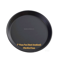 Plat à pizza ATLAS STAR en alliage d'aluminium robuste, revêtement anodisé dur, noir, 7 pouces, réutilisable, compatible four, lavage à la main