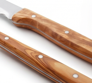 Ensemble de couverts en acier inoxydable avec manche en bois, design minimaliste, passe au lave-vaisselle, pour la restauration et la cuisine - Product Image 2