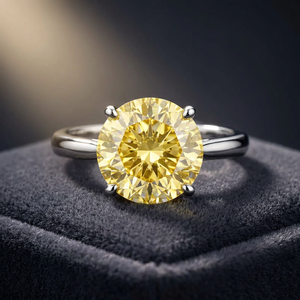 Signature 925 Sterling <b>Silver</b> Round Brilliant Cut Moissanite <b>Solitaire</b> <b>Ring</b> Classic Luxury Fine Jewelry Wedding Engagement - Product Image 3