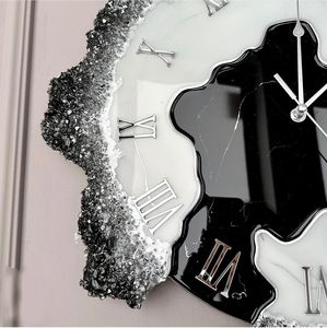 Handcrafted Resin Quartz Analog Wall <b>Clock</b> Geometric Art Design Modern Single Face Needle Movement for Living Room <b>Bedroom</b> Decor - Product Image 4