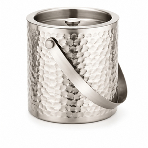 Hammered Stainless Steel Ice <b>Bucket</b> with Faux Horn Handles Polished Silver <b>Champagne</b> Wine Cooler Bowl for Hotel Bar Party Decor - Product Image 6