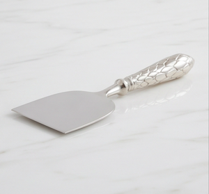 Juego de 3 piezas de cuchillos para queso de acero inoxidable, tenedor y cuchillo para servir queso con mango plateado texturizado para uso en la cocina. - Product Image 3