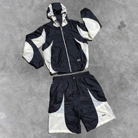 Conjunto de Chándal Cortavientos Reflectante con Capucha para Invierno, Ajuste Holgado, Poliéster, Estilo Urbano, Deportivo, Moda para Exteriores