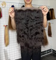 Perruques frontales en cheveux humains naturels lisses, extensions vietnamiennes avec closure en dentelle, super double drawn, vente en gros