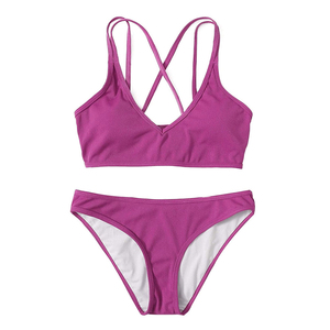High Quality Hot Selling <b>Sexy</b> Women's Wireless Two-piece Solid Color Lace Underwear <b>Set</b> with Zippers <b>Bikini</b> Style - Product Image 1