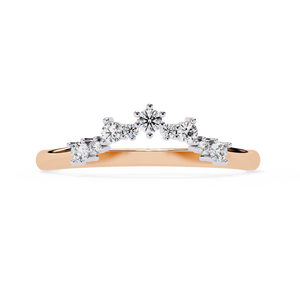 Lab Grown Diamond Tiara <b>Stacking</b> <b>Ring</b> 10K 14K 18K Gold Chevron Crown Design Curved Engagement Wedding Band IGI Certified Women - Product Image 2