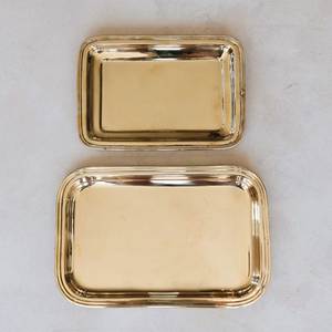 Ensemble de plateaux de service rectangulaires géométriques, décoration minimaliste, sophistication moderne - Product Image 1