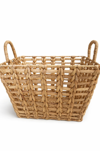 FARAS L Handwoven Water Hyacinth Storage <b>Basket</b> With Handles Natural Woven Organizer Home Decor Eco Friendly <b>Basket</b> - Product Image 2