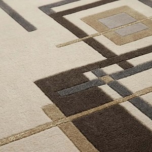 Alfombra de Peluche con Líneas Abstractas, Alfombra Moderna de Diseño Geométrico, Beige, Gris, Negro, Decoración Contemporánea para Sala de Estar, Dormitorio, Hogar - Product Image 5