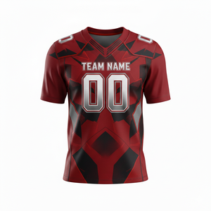เสื้อฟุตบอลอเมริกันคุณภาพสูง ระบายอากาศได้ดี ป้องกันแบคทีเรีย แห้งเร็ว คอวี แขนสั้น ผ้าตาข่าย สำหรับแข่งขัน-ไซส์ XL ขึ้นไป - Product Image 3