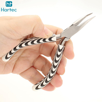 Pince à bijoux tendance à poignée rayée, à bec coudé, outil de précision pour la mise en forme et le pliage de fils, outils à main pour le bricolage et l'artisanat