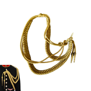 Aiguillette de cérémonie dorée, cordon d'aiguillette britannique, aiguillette dorée tressée métallique - Product Image 5