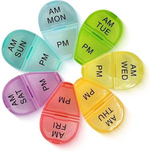 Lindo Organizador de Pastillas Semanal con Forma de Flor AM PM, 7 Compartimentos Codificados por Color para Vitaminas y Medicamentos, Caja de Medicación Semanal para Dos Tomas Diarias - Product Image 1