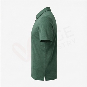 Polo à manches courtes en tricot vert uni pour homme avec fermeture éclair, style décontracté, coupe classique - Product Image 3