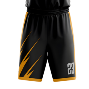 Ensemble d'uniformes de basketball personnalisés pour hommes, noir et or, maillot sans manches col en V et short, avec nom et numéro d'équipe, imprimé éclair, kits en gros - Product Image 5