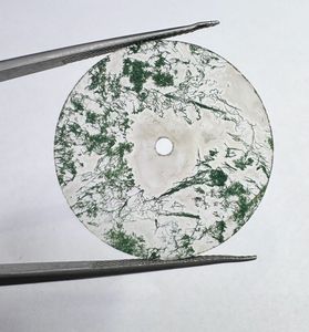 Esfera de Reloj de Ágata Musgosa Natural, 28.50mm, Verde/Blanco, 1mm de Grosor, Estilo Clásico, Elegante, Vintage, de Lujo, Orificio Central de 2mm, para Relojes - Product Image 5