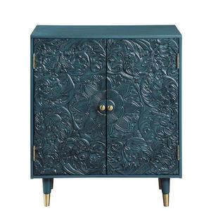 Gabinete de Almacenamiento Moderno con Mandala Floral Tallado a Mano en Madera Sólida - Product Image 4