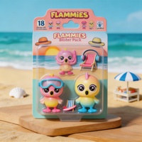 Figurines de collection Flamant rose de plage d'été, mini-jouets oiseaux en PVC, boîte surprise œuf mystère, cadeau pour enfants, figurines de dessin animé personnalisées