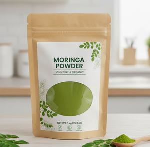 Poudre d'extrait de feuille de Moringa biologique premium, haute puissance, mouture fine, longue durée de conservation, qualité nutraceutique en vrac, approvisionnement export - Product Image 1