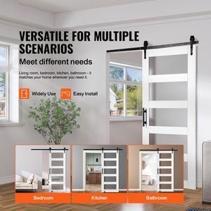 Kit Ferramenta per Porta Scorrevole in Legno e Vetro 8 in 1, Guida a Pavimento Liscia e Silenziosa 32'' x 84'' per Soggiorno - Product Image 2
