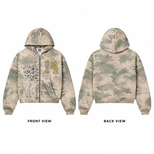 Sudadera con Capucha Personalizada para Hombre, Diseño de Camuflaje, Cierre de Cremallera, Corte Regular, Bolsillo Frontal con Logotipo, Ropa Casual de Otoño - Product Image 1
