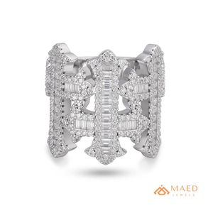 <b>Mens</b> Silver Tone Moissanite Cross <b>Ring</b> Hip Hop Engagement Gift Statement Jewelry <b>for</b> <b>Men</b> Daily Wear - Product Image 1