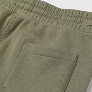 Shorts Bermuda en Coton Beige pour Homme, Taille Élastiquée avec Cordon, Décontracté, Tricoté, Couleur Unie, Poches, Taille Mi-Haute, Respirant, Style Sweatshorts - Product Image 5